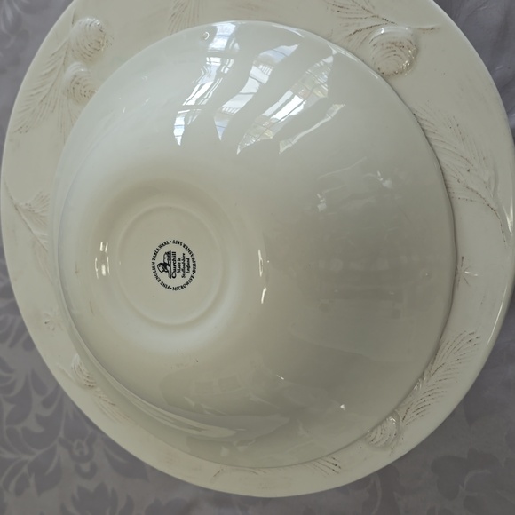 Vintage Churchill Staffordshire England Serving Bowl Verdigris Ivy Scalloped - Picture 8 of 12